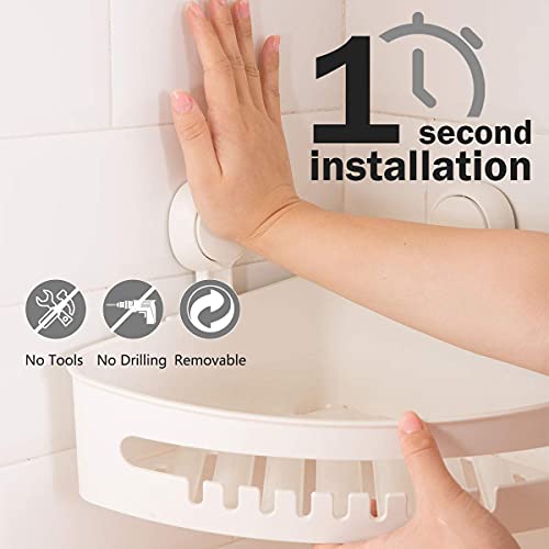 Leverloc Shower Caddy Suction Cup Corner Shower Shelfone Second Installation Shower Basket Wall-Mounted Waterproof Shower Organizer Removable & Reusable #TOP1