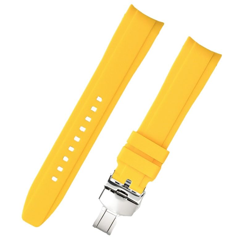 Bracelet silicone étanche jaune 21mm compatible Tissot Le Locle et Carson