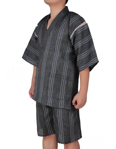 Fendawn Strive Classical Japanese Style Pajamas, Vintage Cotton Bathrobe Kimono Pajamas Men's Casual Clothes Thin Breathable, Style F82