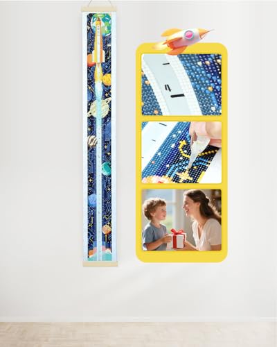 Kit peinture diamant toise fusée cadeau original chambre enfant
