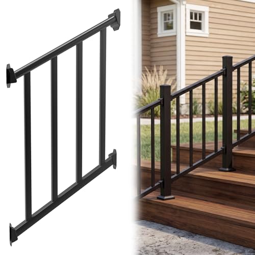 Rampe d'escalier de terrasse Akenow 60x91,4 cm rail de protection pour marches en bois et béton