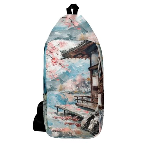 Sac à dos à bandoulière lac et montagnes homme femme 16x36cm