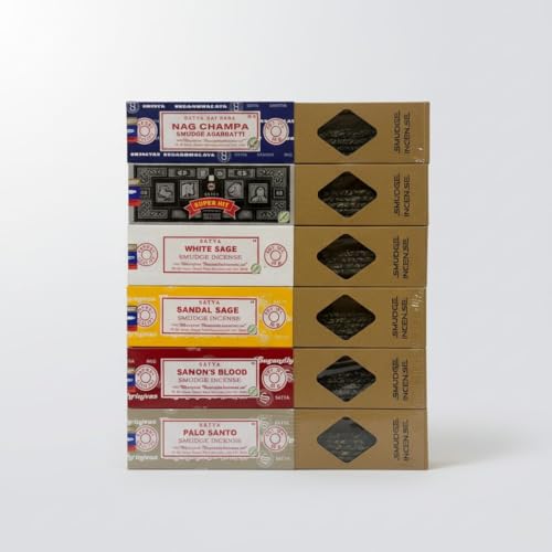Image of Satya Smudge Incense Stick - Hand-Rolled Indian Masala Incense for Meditation,Nag Champa, Superhit, Sandalwood, Dragon Blood, White Sage, Palo Santo (Smudge Mix)
