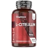 L-Citrullin 3000mg pro Portion - 240 vegane Citrulline Kapseln - 4 Kapseln täglich - Frei von Magnesiumstearat & Gentechnik - WeightWorld