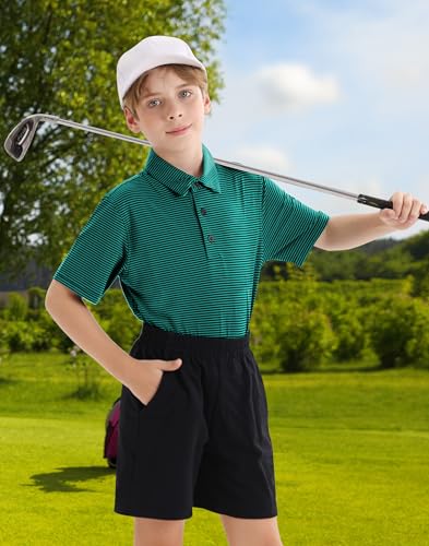 Image of Polo Shirts for Boys Golf Polo Shirt Short Sleeve Boys Performance Polo Dry Fit Stretch Collared UPF50+ Kids Golf Shirts