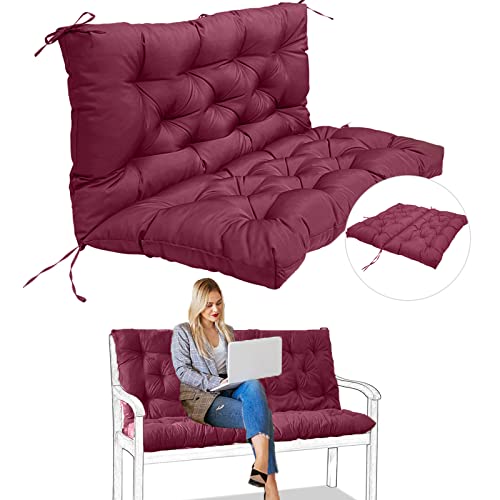 Coussins de balancelle d'extérieur imperméables rouge vin pour jardin 2-3 places