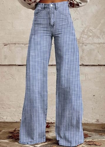 loveimgs Women Baggy Y2k Bell Bottom Striped Jeans Sweat Colorful Mid Rise Denim Pants Stripe Flare Jeans Wide Leg Cowgirl2