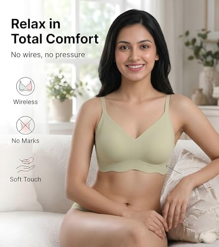 Image of DClub Wireless Bras for Women No Underwire Seamless Push Up Full Coverage Everyday Bra Comfortable Supportive Tshirt Bralette