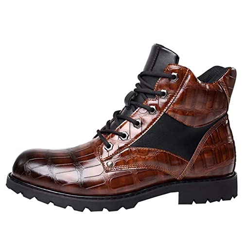 oiangi Vintage Imitation Leather Men's Boots Leather Shoes 2022 Fashion Men's Middle Top Boots Men