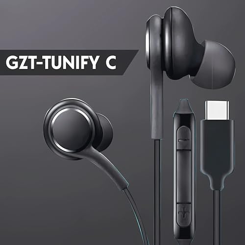 Image of GZT BASS-C Type C Wired Earphone with Powerful HD Mic for Clear Sound, in-Line Volume Controller & Noise Cancellation Compatible with All Android & iOS Devices with CType Jack- White