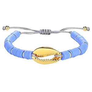 KANYEE Femmes Bracelets Rang De Perles En Heishi Bracelet pendentif En Perle De Coquillage Doré Plaqué Fait A La Main Bracelet D&rsquo;amitié Bohémien