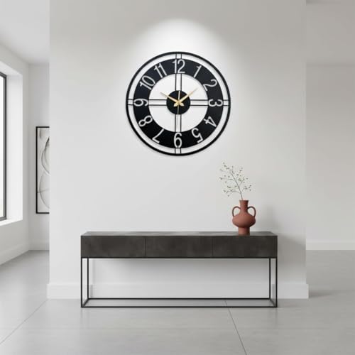Image of Morden Metal Wall Clock for Living Room, Bedroom, Office, Kitchen, Stylish Wall Clock for Home and Hall, Designer Big Size Modern(DA-256, 50CM)