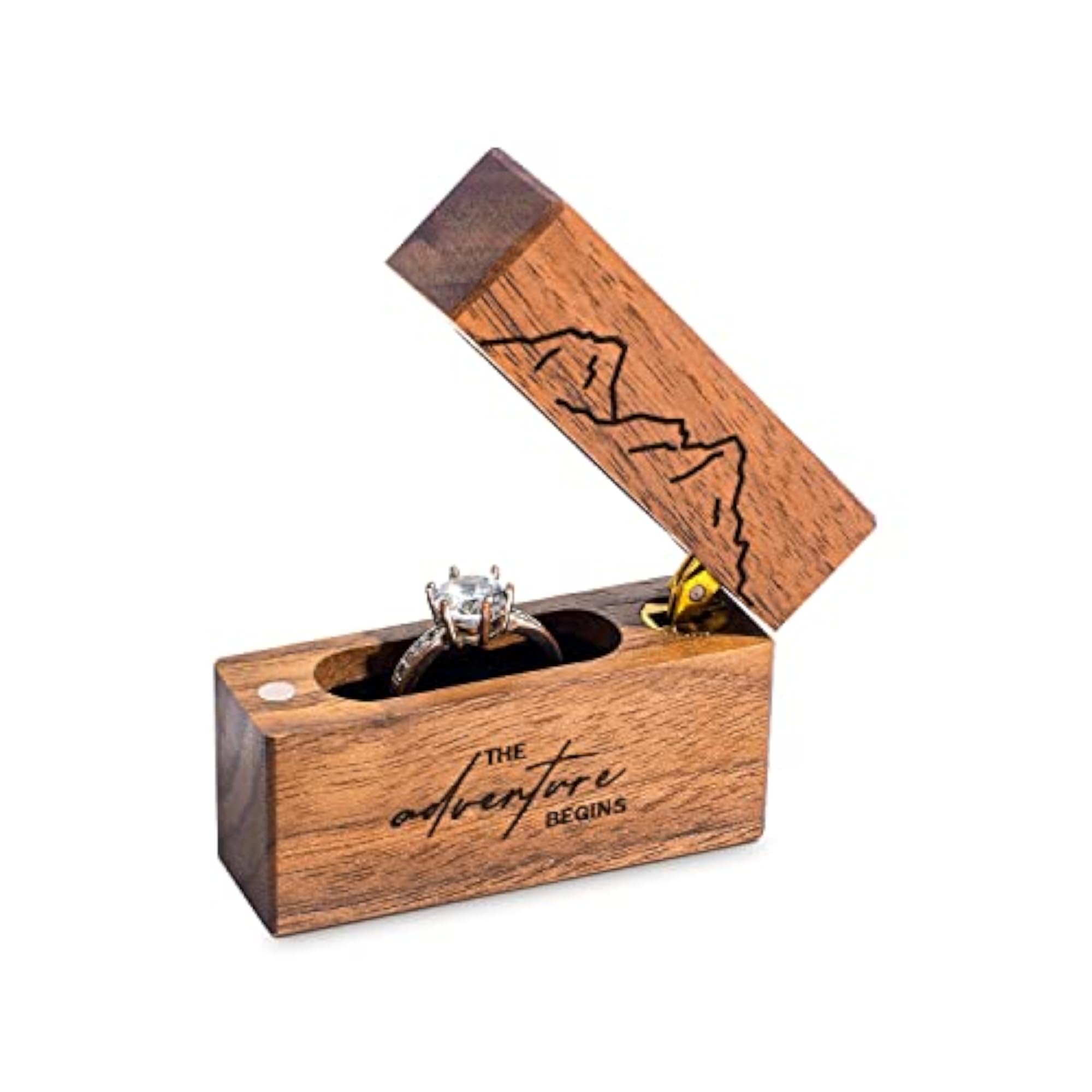 Wooden Engagement Ring Box, Slim Proposal Case