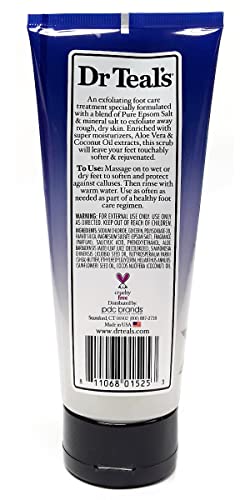 dr teals softening remedy coconut oil foot scrub gift set 2 pack 6oz ea - essential coconut oils amp aloe vera replenish and moisturize dry damaged skin - blended with pure epsom salt