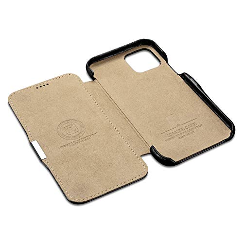 Iphone 11 Pro Max Case,Icarer Vintage Series Ultra Slim Genuine Leather Folio Flip Case Cover With Magnetic Closure For Apple Iphone 11 Pro Max 6.5 Inch 2019 (Black) #TOP3