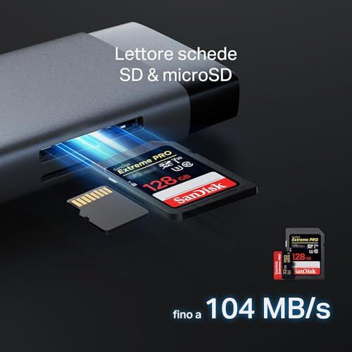 UH9120C Hub USB C 9 in 1, 1 HDMI 4K@60Hz, 1 Gigabit Ethernet, SD e microSD UHS-I, 1 PD 100W, 1 USB-C 3.0, 3 Porte USB-A 3.0, SuperSpeed a 5 Gbps, Win11/10/8.1, Mac OS X 10.9+, Linux OS - Hub USB - Immagine 6