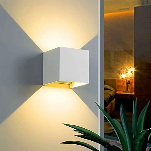 Partenopeautensili® APPLIQUE LED CUBO 12 WATT IMPERMEABILE DA INTERNO ED ESTERNO LAMPADA DA PARETE IN ALLUMINIO CON ANGOLO LUCE REGOLABILE UP DOWN MODERNO LED A LUCE (Bianco, 12W Luce calda 3000K)