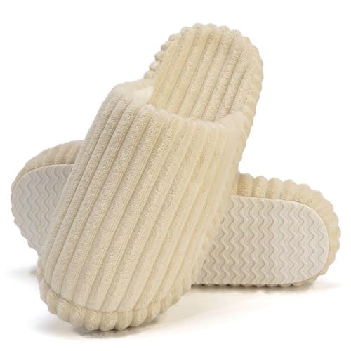 Image of Women Arch Support Slippers - House Bedroom Slippers for Woman, Orthopedic Shoes for Plantar Fasciitis, Corduroy Closed Toe Ladies Slides Outdoor 5-10.5