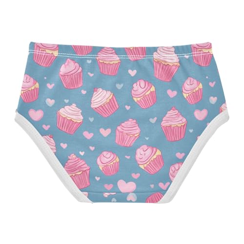 Wusikd Cute Pink Cupcakes Girls' Underwear Cotton Hearts Girls Briefs Soft Toddler Underwear 2T2