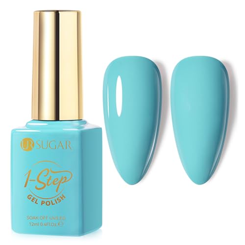 UR SUGAR Sky Blue Gel Nail Polish - 12ml (0.4 Fl Oz) All-in-One Step Gel Polish Soak Off LED/U V Lamp DIY Salon Manicure at Home Long Lasting Glossy Finish Home Nail Salon Gift for Women & Girls