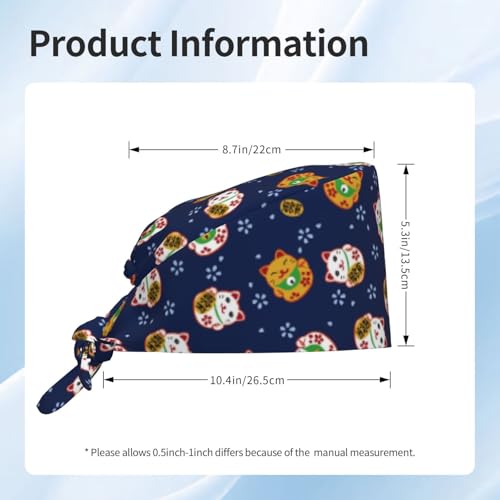 Image of Working Cap Scrub Cap with Sweatband Adjustable Unisex Women Tie Back Hat Nurse Surgical Caps