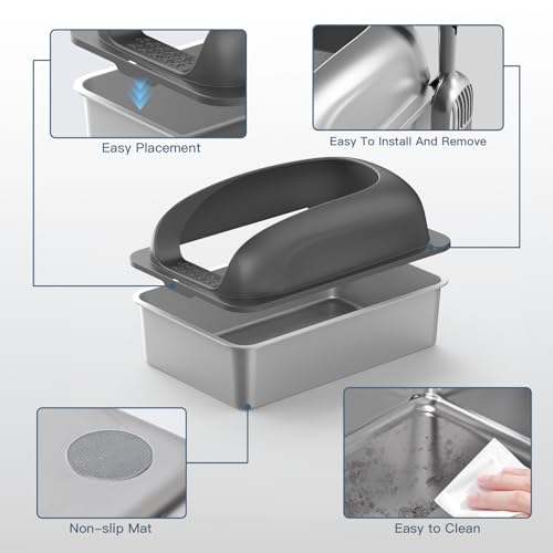 Arenero metálico para gato XL con tapa y accesorio miniatura 2