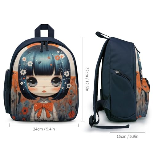 Anime Pictures Backpack Small Book Bag with Side Pocket, Lightweight Durable Backpack, Travel Rucksack, Blue-style2