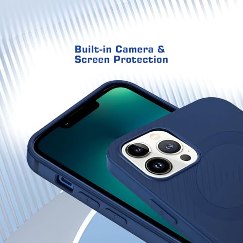 Image of AIBEX Hybrid iPhone 13 Pro Back Cover Case Compatibe with Mag Saf | Shockproof Design |Camera Protection Bump | Back Cover Case for iPhone 13 Pro (PC, TPU) (Blue)