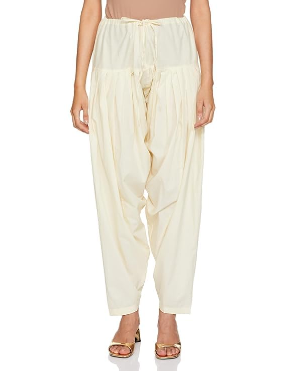 kanna fabric Women's Cotton Patiala Salwar Pant (Free Size) Length (38" inch) Waist (28" to 40" inch) Off White-picture-33