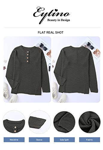 Image of Eytino Womens Plus Size Sweaters Casual Long Sleeve Loose V Neck Button Henley Tops Pullover Knit Jumpers,(1X-5X)