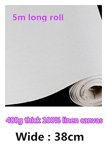Qulaco Canvas Roll Four Times Primed Linen Artist Canvas Roll For Oil/Acrylic Paint 38Cm Natural Cotton Canvas Fabric #TOP1
