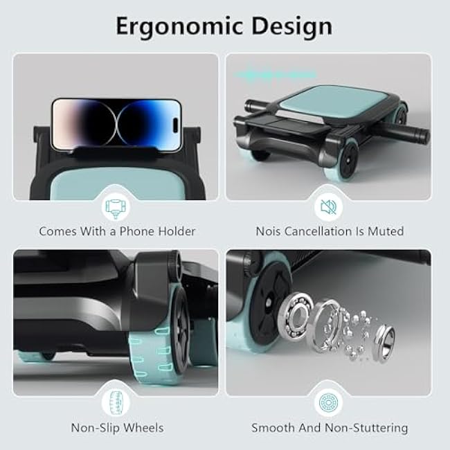 Roller with 4 Wheels: Automatic Rebound Abdominal Wheel for Core Workout, Workout Equipment for Home and Gym, Abdominal Exercise Roller for Men and Women