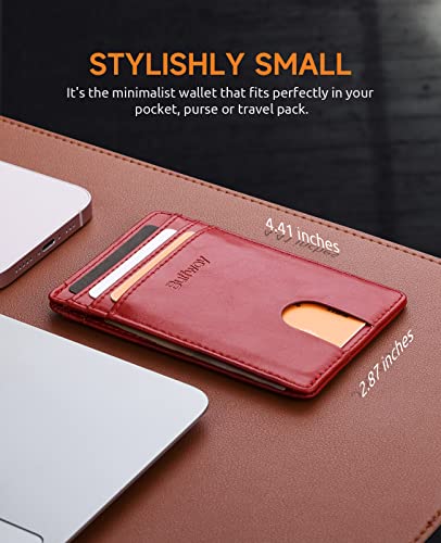 Image of Buffway Mens Slim Wallet, Minimalist Thin Front Pocket Leather Credit Card Holder with RFID Blocking for Work Travel | Minimalist
