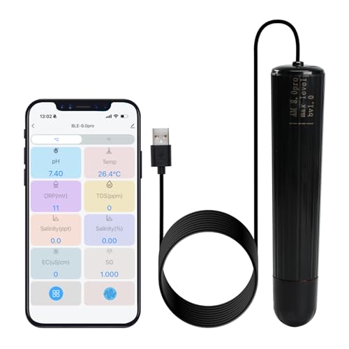Smart Water Quality Monitor, 7-in-1 pH | Temperature | TDS | EC | Salinity | S.G & ORP WiFi Water Quality Tester Probe, EC pH Monitor for Hydroponics, Aquarium, 24/7 Real-Time Monitoring