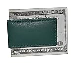 Leatherboss Genuine Leather Slim Magnetic Minimalist Bifold Money Clip Cash Holder Wallet, Green