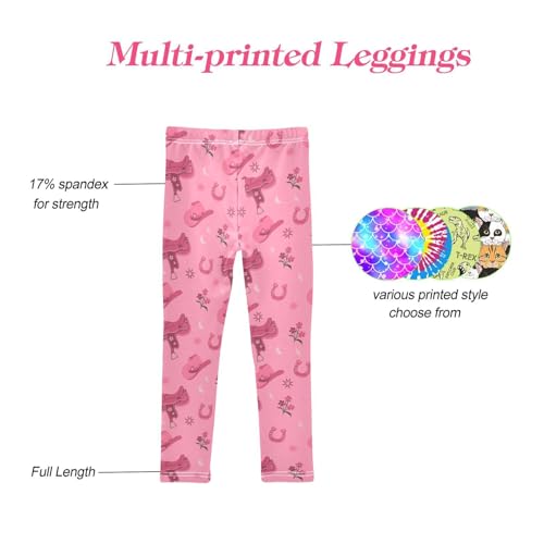CaTaKu Girls Leggings Cowboy Horseshoes Leggings for Girls Kids Athletic Workout Yoga Pants Size 4-10T4