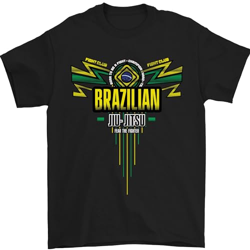 Camiseta brasileña Jiu Jitsu MMA artes marciales mixtas para hombre, 100% algodón, Negro, M