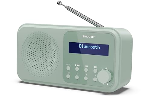 Sharp DR-P420(PK) Tokyo Dab+, Dab and FM Portable Digital Radio with RDS, BT 5.0, USB or Batteries, Mini Jack, Telescopic Antenna, Auto Search, 20+20 Memories, Time and Date Auto, Alarm, Pink