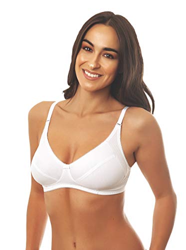 Istintiva Federica - Sujetador sin Aros en algodón y Microfibra con alas bajo el Pecho de Alto Confort - Copas Blandas no Acolchadas - Blanco 95C