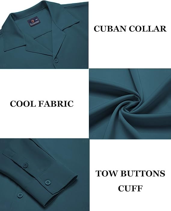 Image of CB-COLEBROOK Men Luxury Satin Silk Dress Shirt - Long Sleeve, Satin, Shiny Button Down, Prom, Wedding Party Shirt