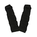 Women's Black Braided Knit Arm/leg Warmer Fingerless Long Gloves