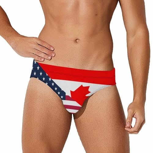 Bañador de secado rápido con bandera de EE. UU. y Canadá para playa de hombre
