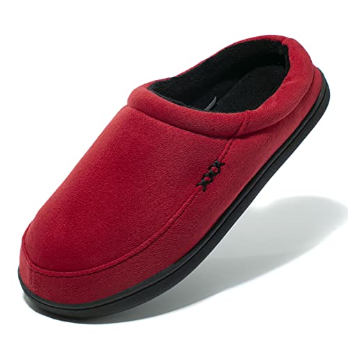Image of NewDenBer Men's Warm Memory Foam Suede Plush Fleece Lined Slip on Indoor Outdoor Clog House Slippers
