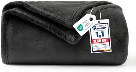 WAVVE Kuscheldecke Flauschig Decke Tagesdecke 150x200 - Sofadecke Schwarz | 260g/m² Blanket, Weich Flanell Fleecedecke, Überwurf für Sofa und Bett, Couchdecke, Deko als ideale Gesc