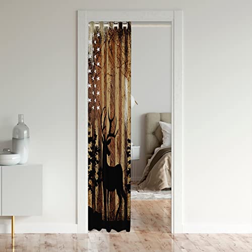 Loussiesd Cute Deer Door Curtain for Doorway Privacy Deer Hunting Closet Door Cover Curtain for Bedroom Living Room Antlers 30%-50% Room Darkening Blackout Curtain86x203cm 1 Panel… - Image 3