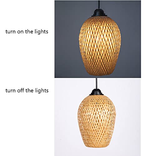 Lampe en osier naturel compatible douille E27 pour suspension durable