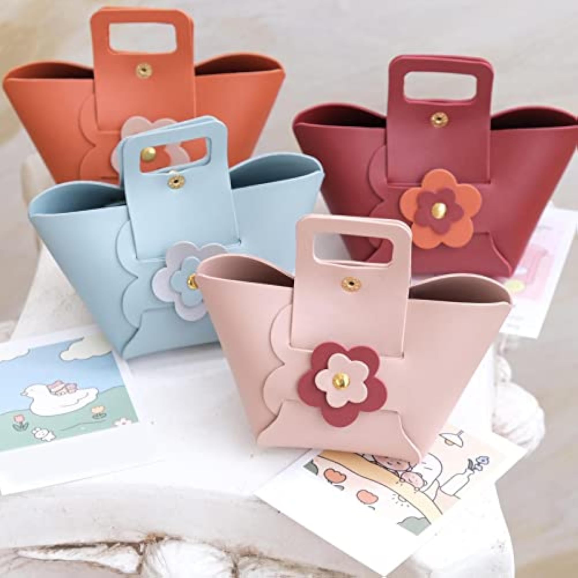 Gift Bags Handles Packaging Boxes Guests Birthday Party Orange