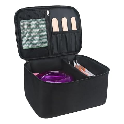 Meiiy Waxing Kit Bag,Wax Warmer Organizer Bag Wax Kit for Hair Removal Storage Bag Hair Removal Wax Tool Bag (Black) Cover