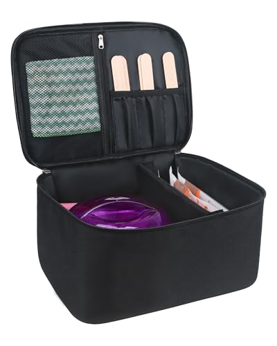 Meiiy Waxing Kit Bag,Wax Warmer Organizer Bag Wax Kit for Hair Removal Storage Bag Hair Removal Wax Tool Bag (Black)