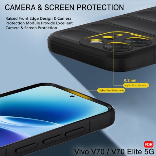 Image of TheGiftKart Liquid Silicon Back Cover Case for Vivo V70 / V70 Elite 5G | Shockproof Military Grade Protection | Micro-Fibre Cloth On Inner Side | Built-in Anti-Slip Grip Cover Case (TPU, Black)